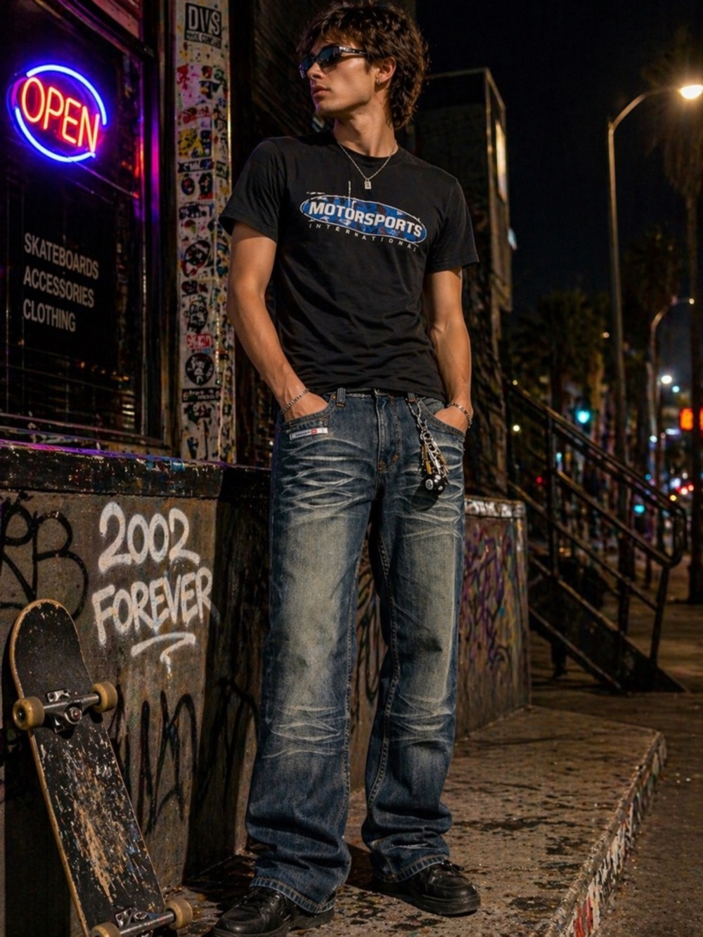 Diesel Y2K Distressed Jeans Men’s 32 Blue Wash Faded Whiskered Streetwear